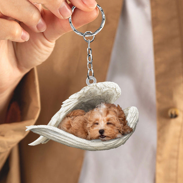 Maltipoo Sleeping Angel Acrylic Keychain