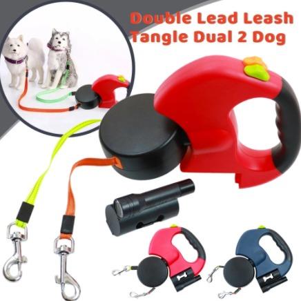2 Color Retractable Dual Pet Leash
