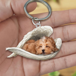 Maltipoo Sleeping Angel Acrylic Keychain