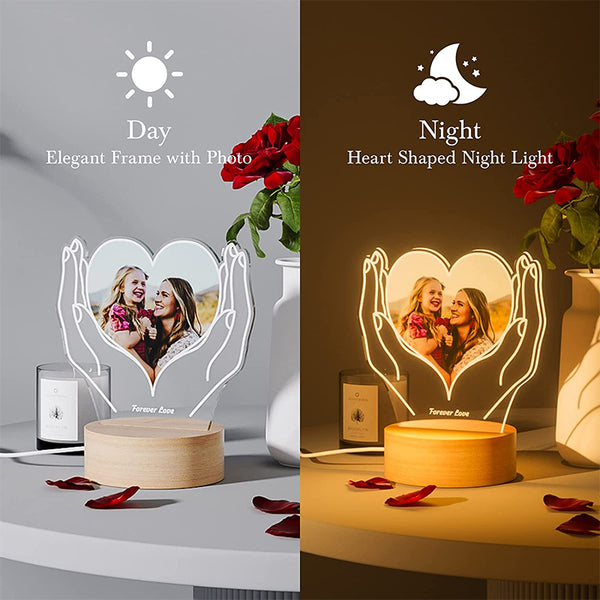 Personalized Photo Custom Heart Night Light