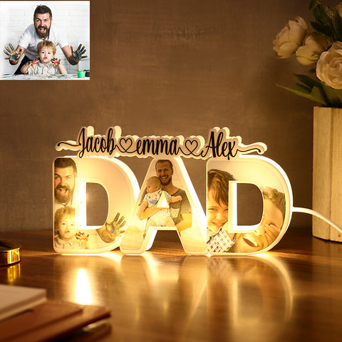 Personalized DAD Photo Name Light