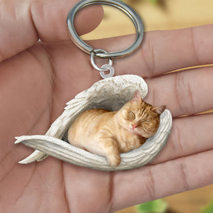 Munchkin Cat Sleeping Angel Acrylic Keychain